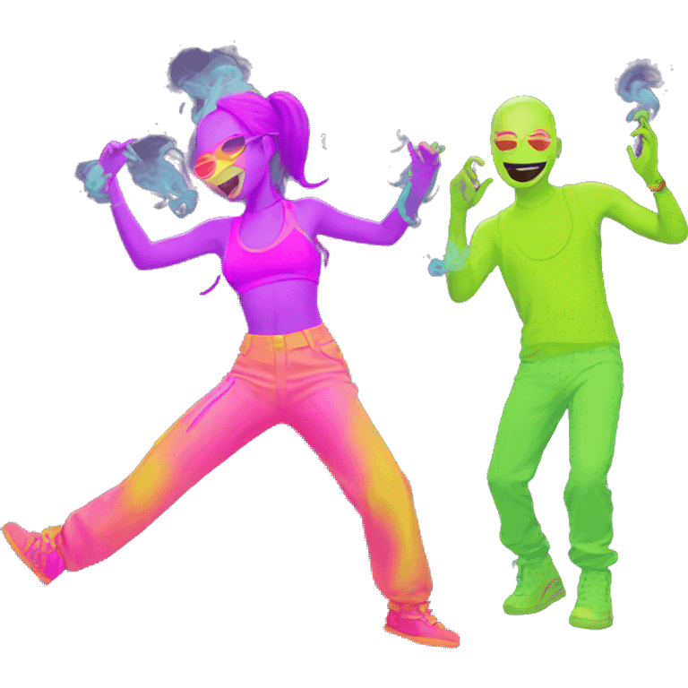 Rave party dancing neon smoking emoji