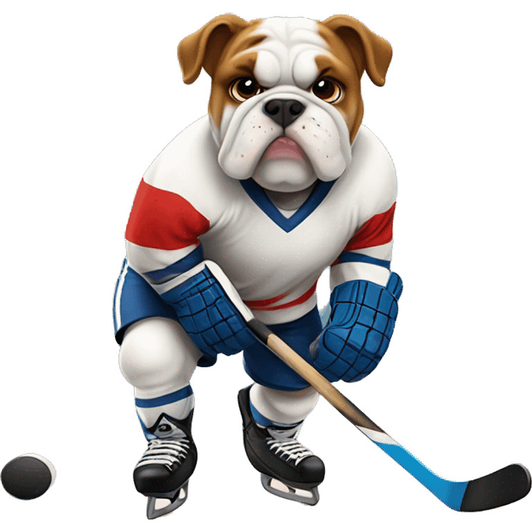 Bulldog playing hockey emoji