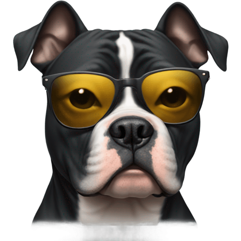 Black American Bully with sunglasses emoji