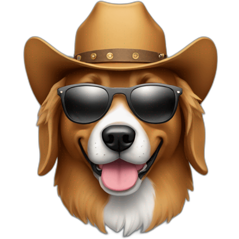 A dog with sunglasses with a cowboy hat emoji