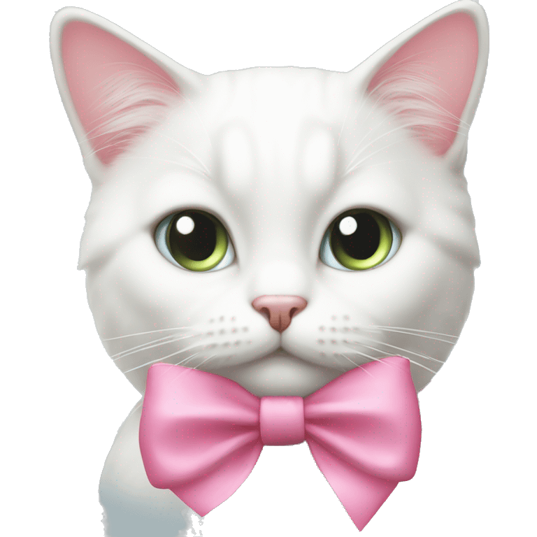 White cat with pink bow  emoji