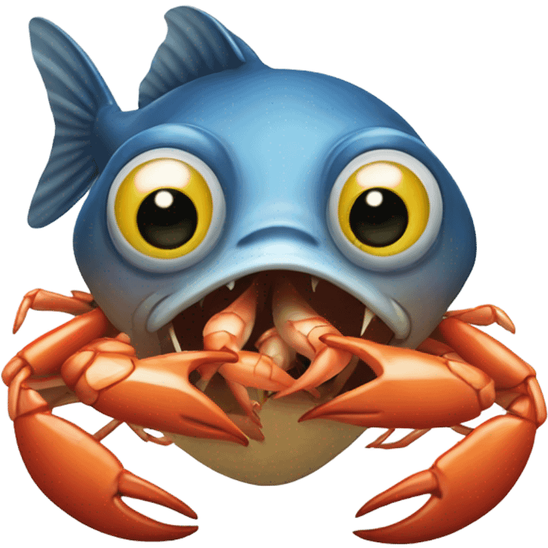 fish eating crabs emoji