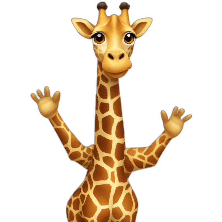 a giraffe with hands up emoji