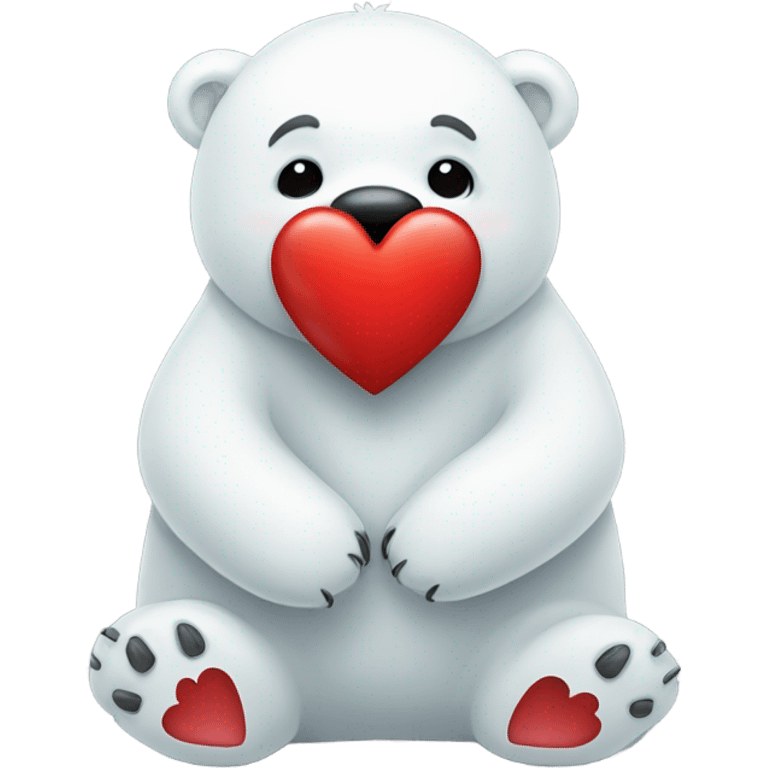 Polar bear holding a heart emoji