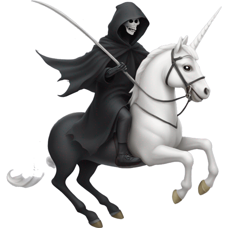 Grim reaper riding a unicorn  emoji