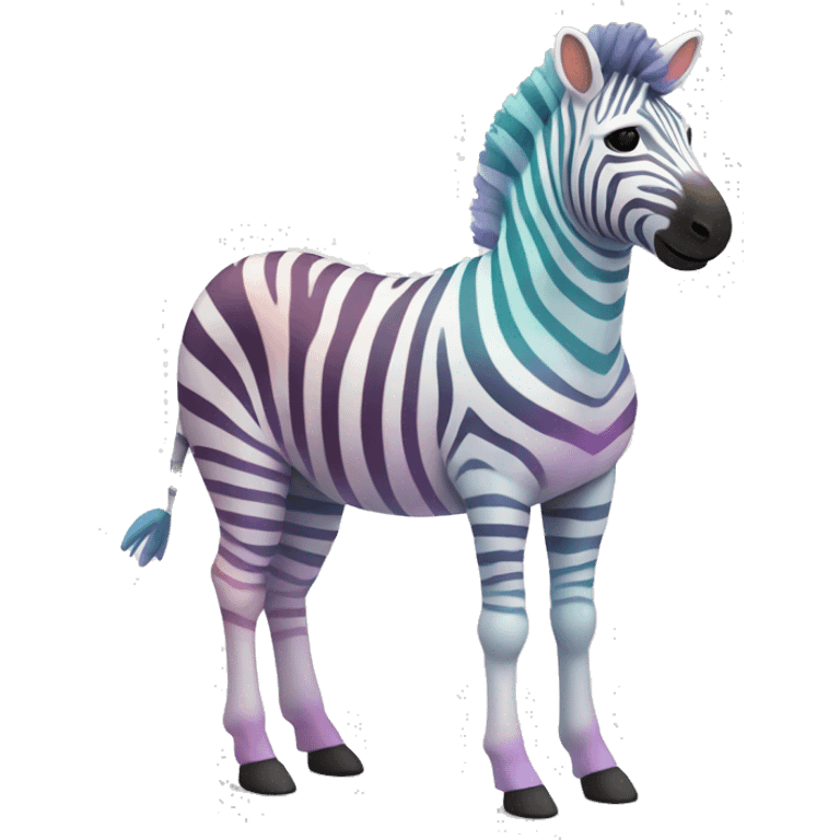 white zebra with pastel rainbow stripes no black full body emoji