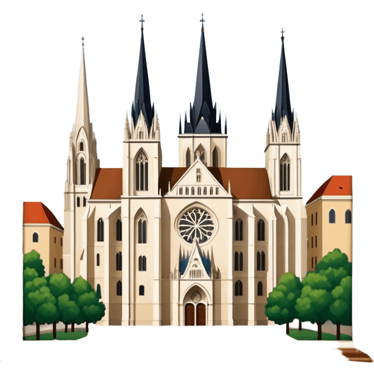 Zagreb Cathedral Landmark Emoji – Depicting its Gothic architecture and twin spires. emoji