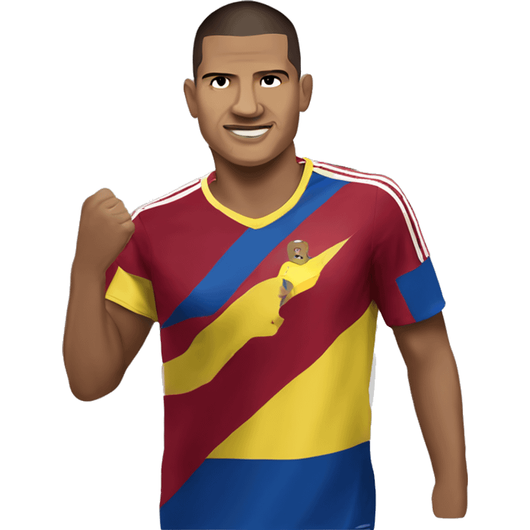 salomon rondon wearing Venezuela adidas t-shirt and holding FIFA world cup emoji