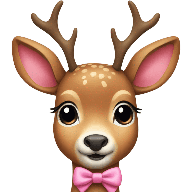 Cute deer with a pink bow emoji