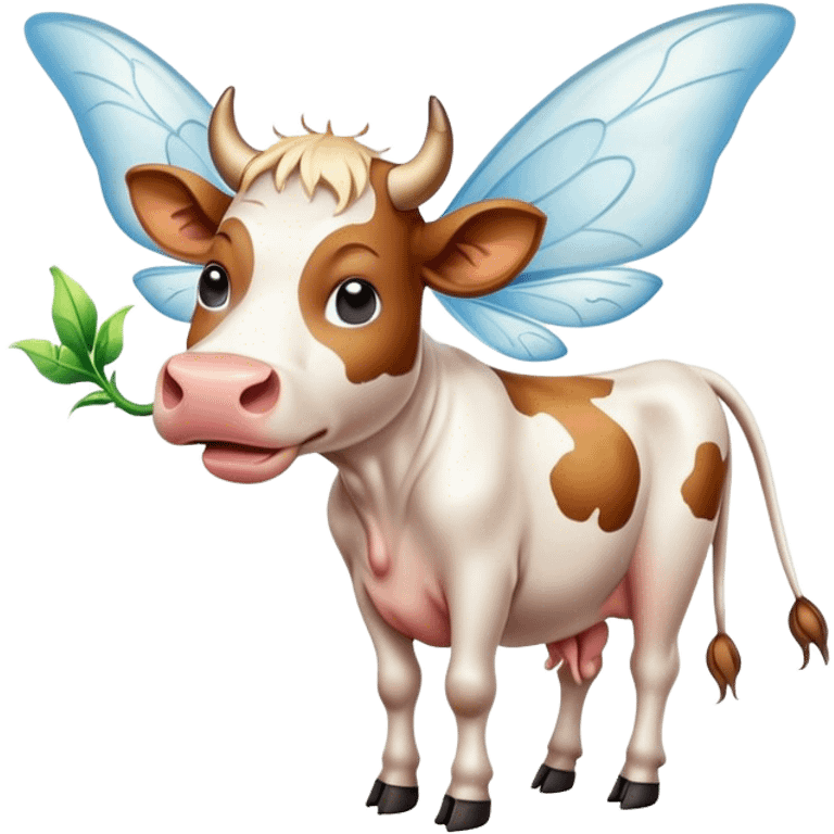 Cow puking with fairy wings emoji