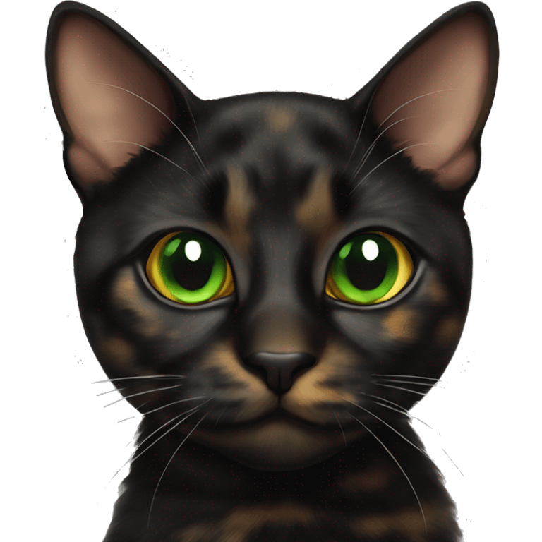 tortoiseshell black cat green eyes emoji