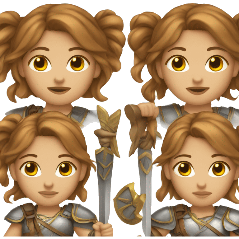 Warrior - white - female - brown hair & eyes emoji