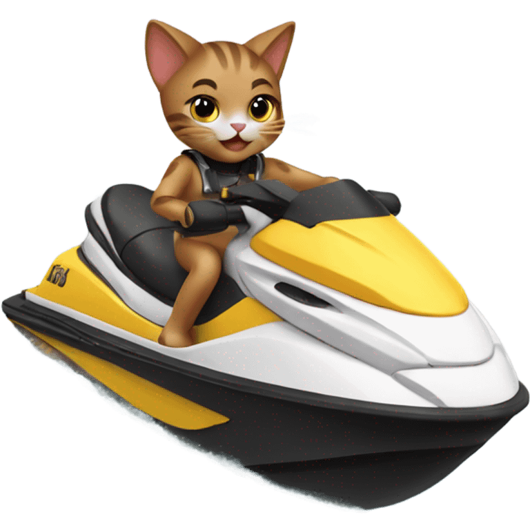 Cat riding jet skiing  emoji