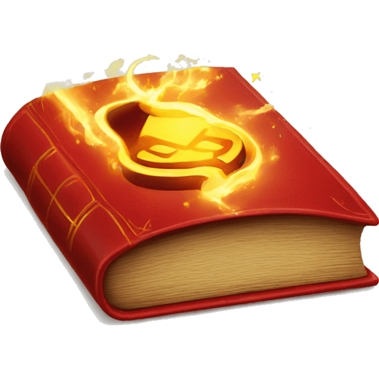 Red powerful Book with magic around yellow emoji