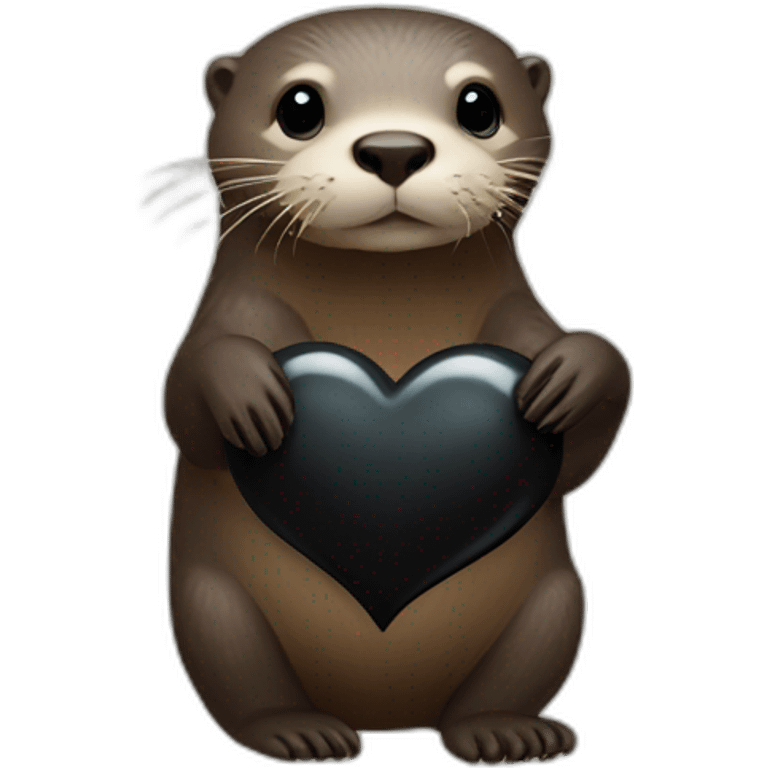 Otter making a black heart emoji