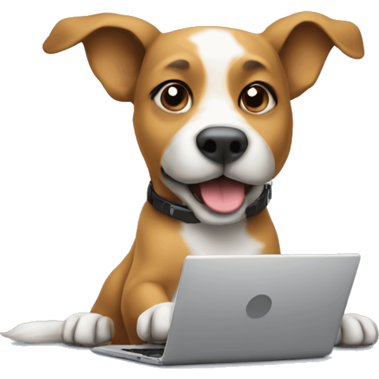 Dog with a laptop coding emoji