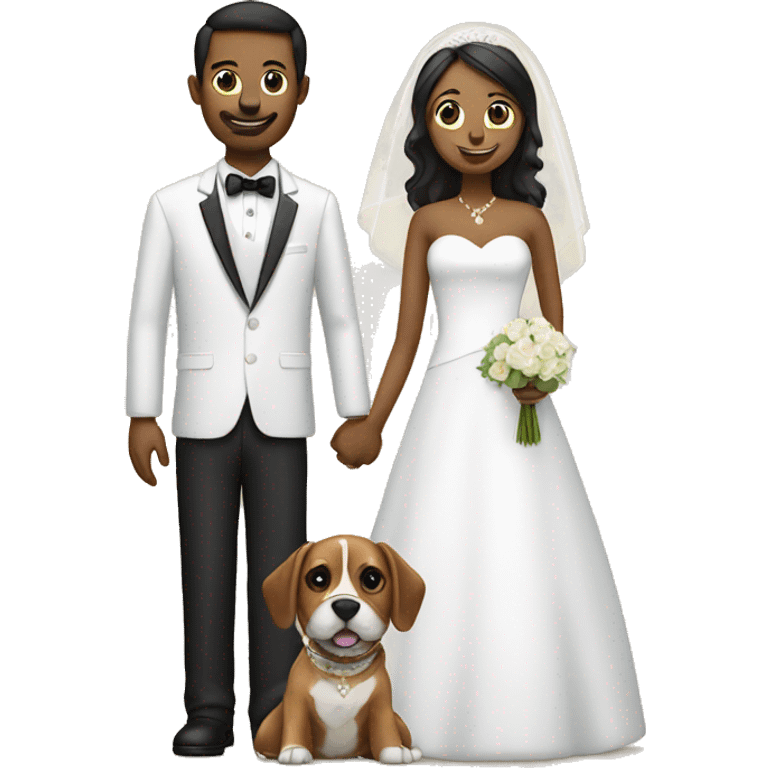 Bride and groom with a dog emoji