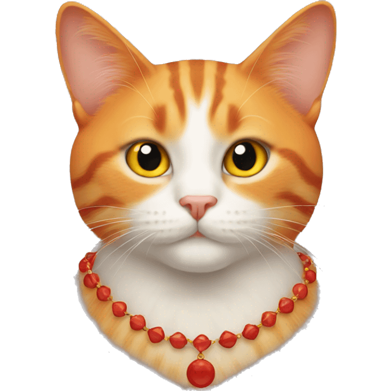 orange cat with a red necklace  emoji