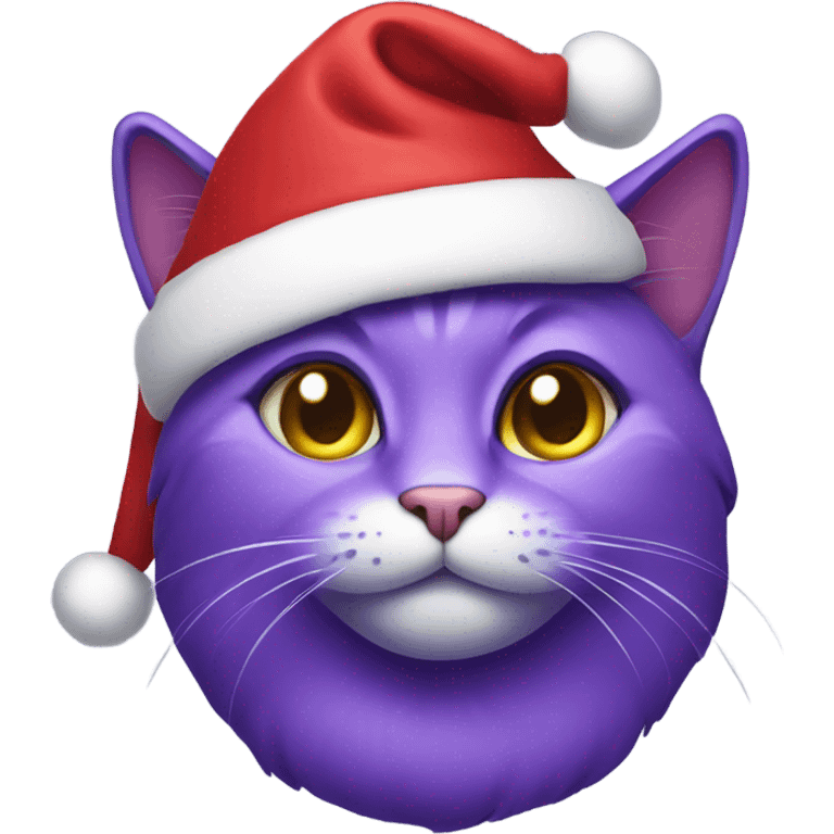 Purple cat wearing a Santa hat emoji