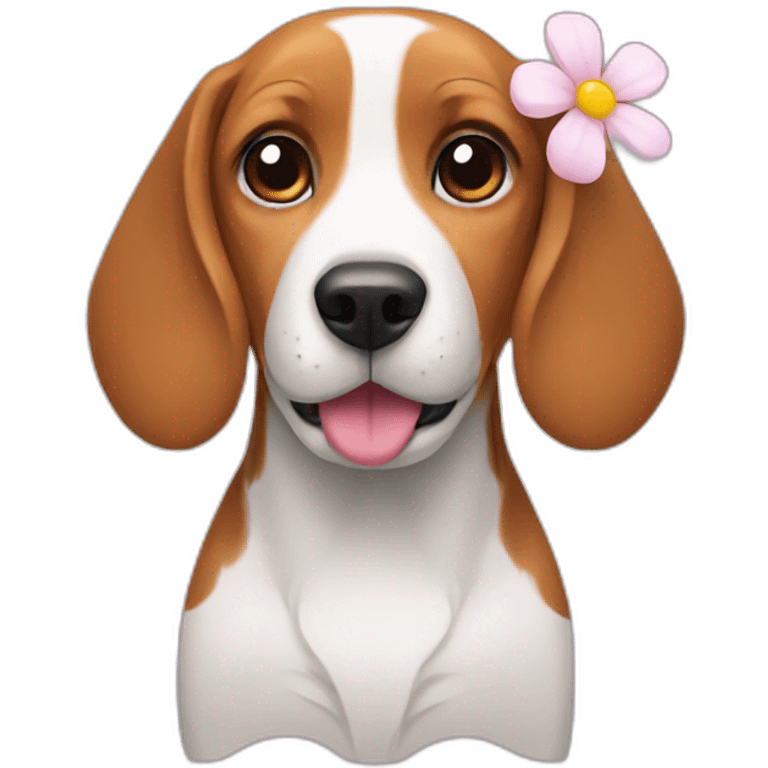 beagle with flower emoji