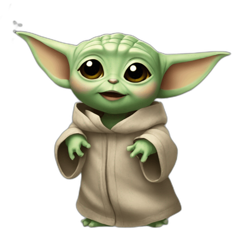 baby yoda singing with floating music notes emoji