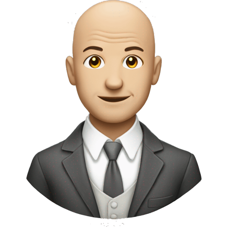 A bald person with riped clothss emoji