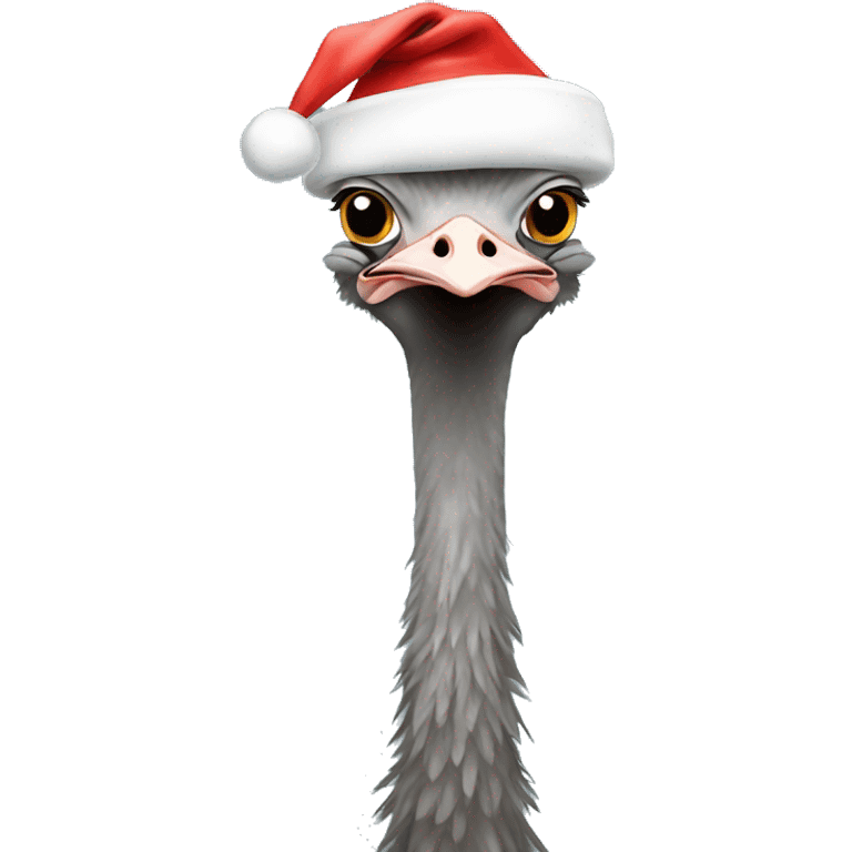 Ostrich with a Santa hat emoji