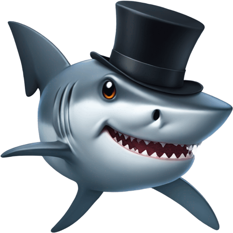 Shark with a top hat emoji