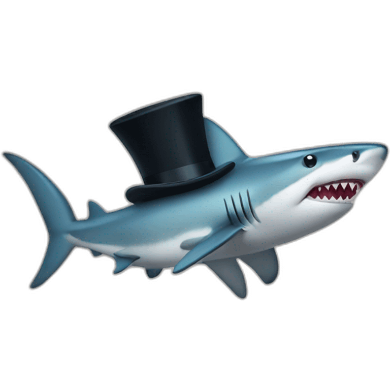 Shark with a top hat emoji