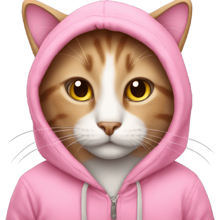 Cat wearing pink hoodie emoji