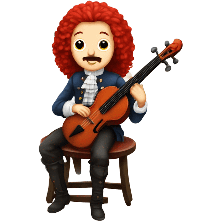 Antonio Vivaldi composer Red wig old chibi sitting chair banjo emoji