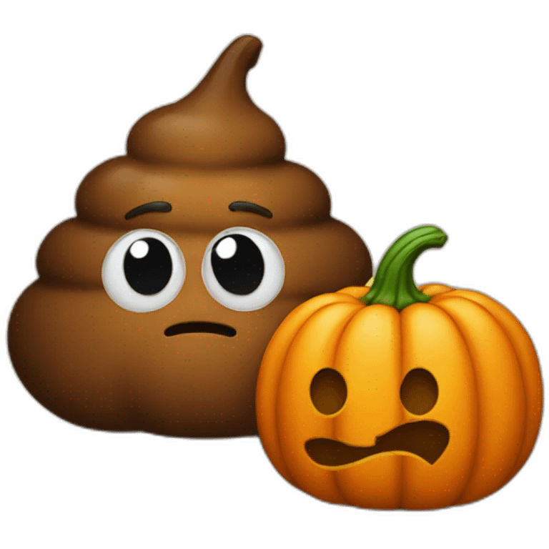 Poop emoji with pumpkin head emoji