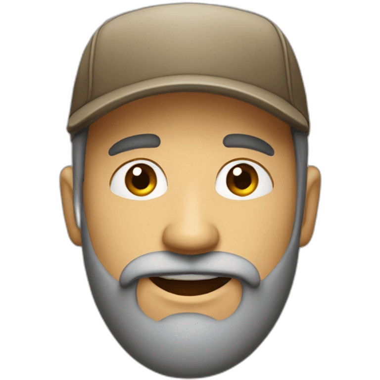 Man with beard on cap winking emoji