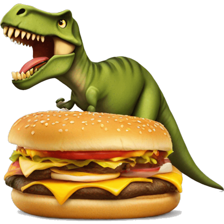 T-rex eating a cheeseburger  emoji