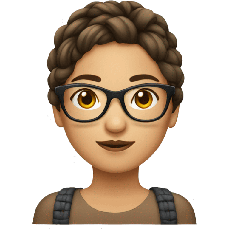 Une fille brune avec une tresse et des lunettes emoji