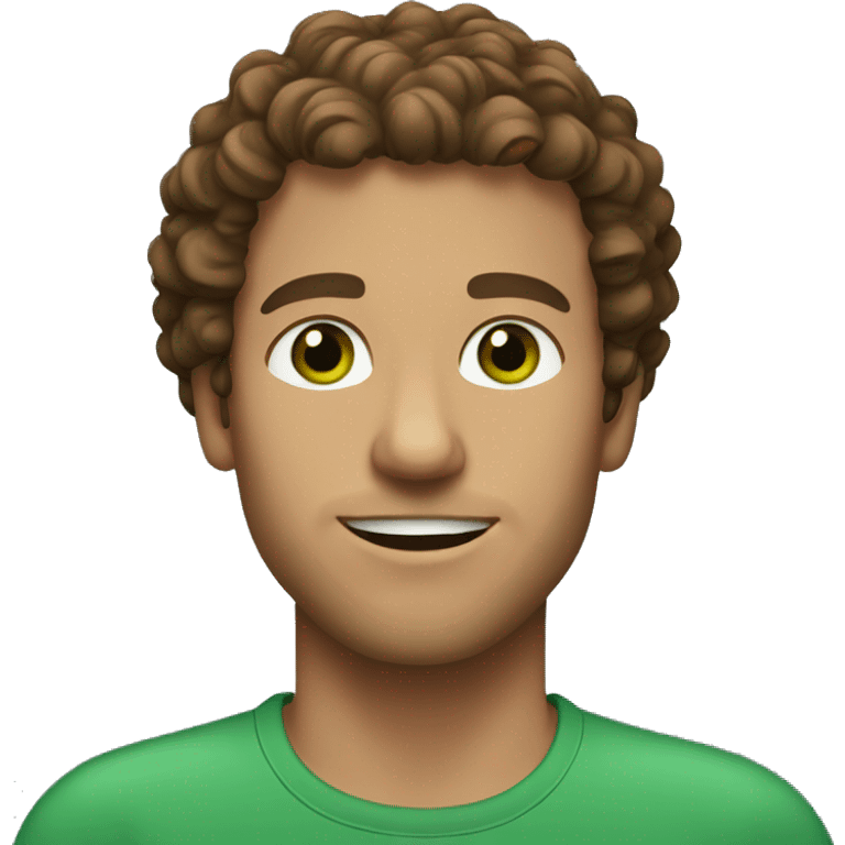 Man with brown curly hair and green eyes emoji