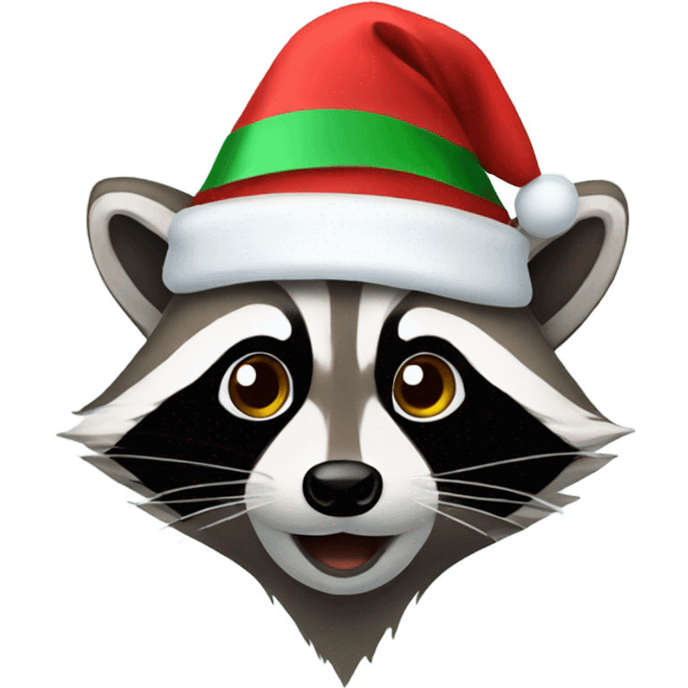 Raccoon wearing a Santa hat emoji