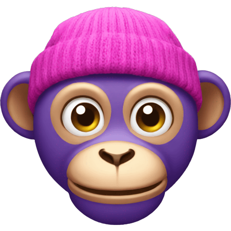 purple monkey with pink beanie emoji