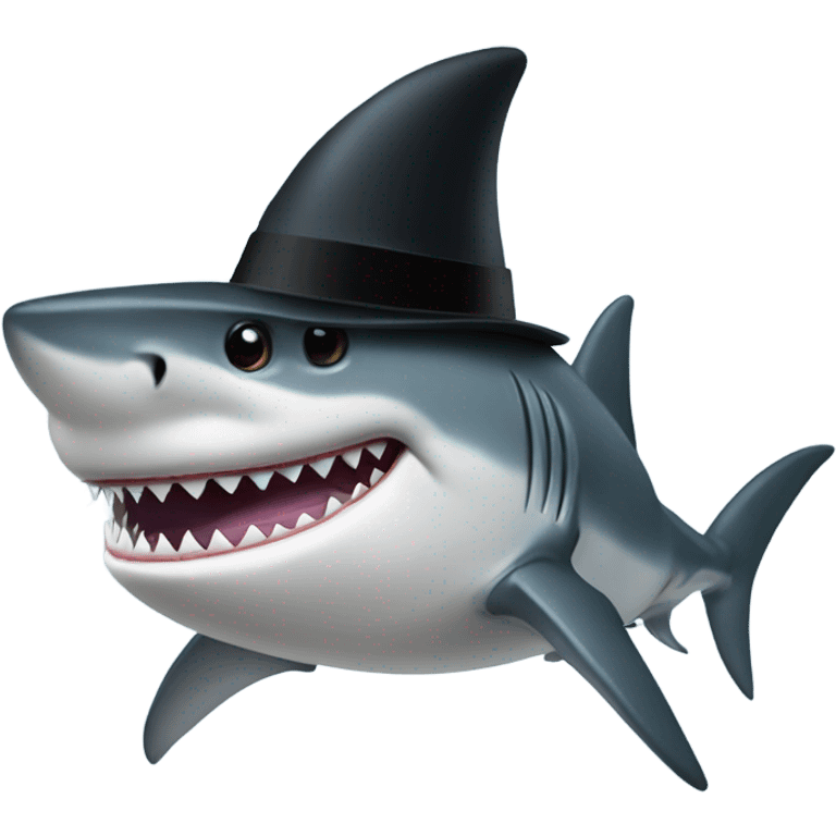 Shark with a top hat emoji