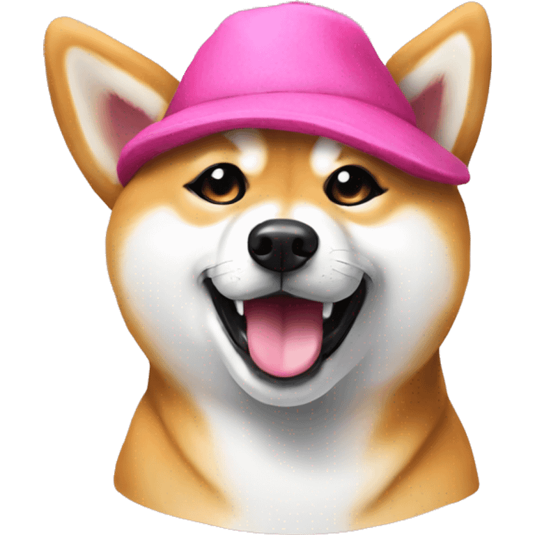 shiba dog with pink hat  emoji