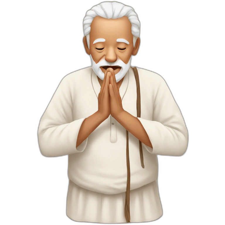 old man with traditional paghadi doing namaste emoji