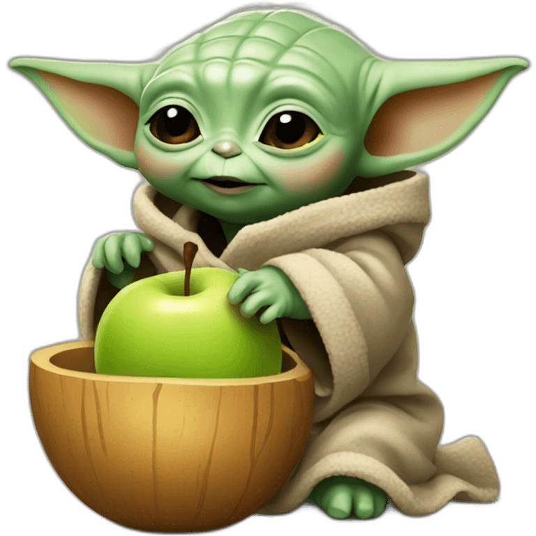 baby yoda eating apple emoji