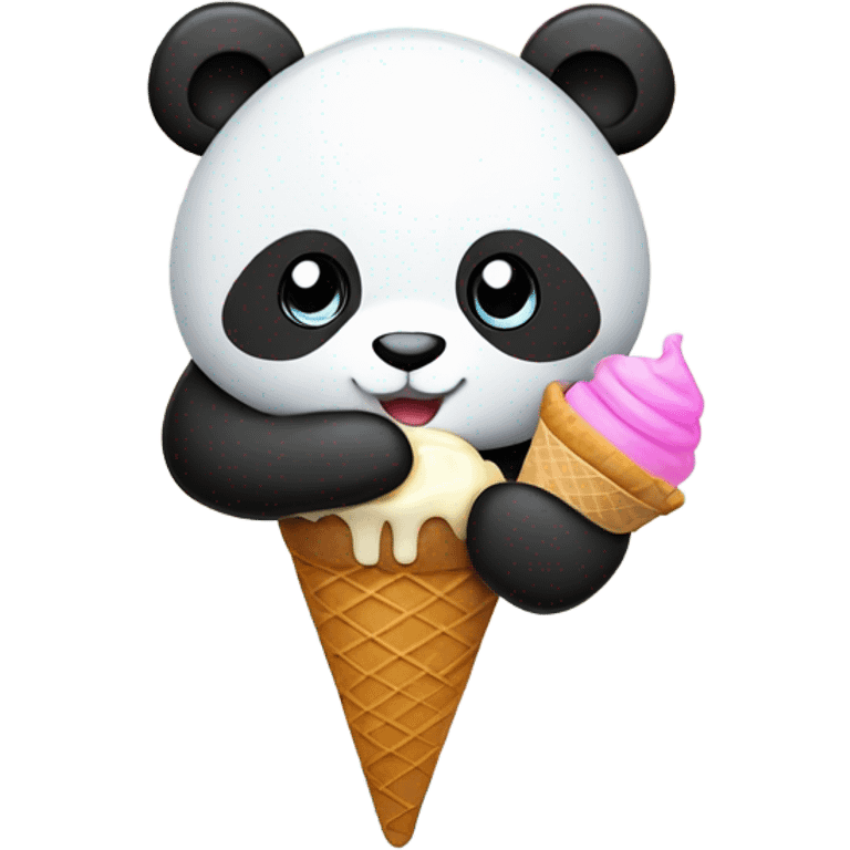 Panda eating ice cream emoji