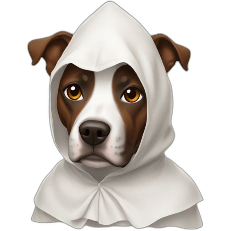 Brown staffy in ghost costume emoji