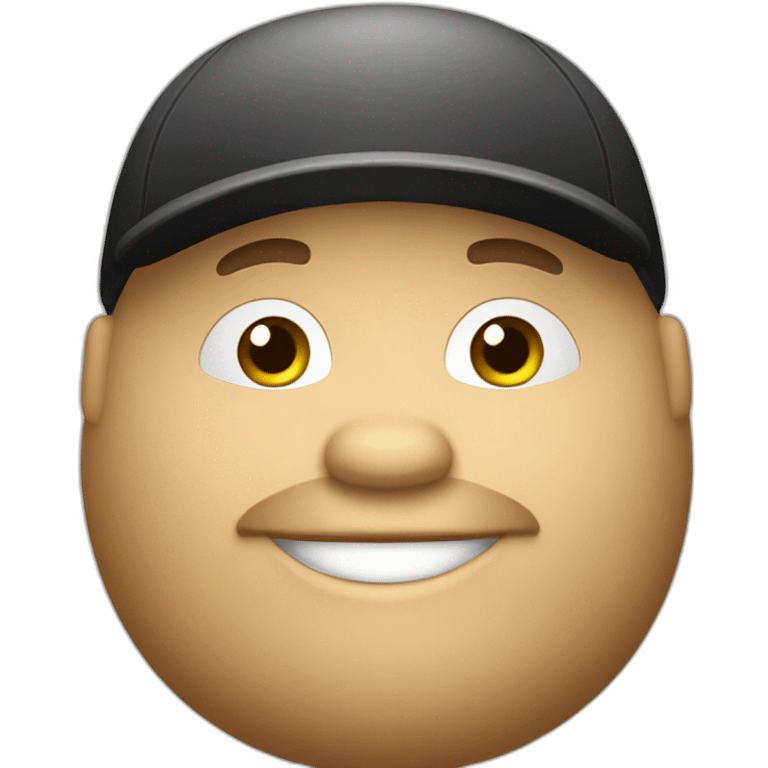 Happy fat boy with beard black and cap emoji