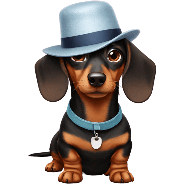 Dachshund wearing a hat funny emoji