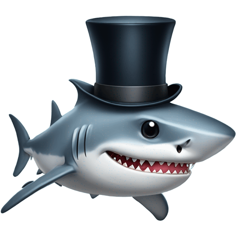 Shark with a top hat emoji