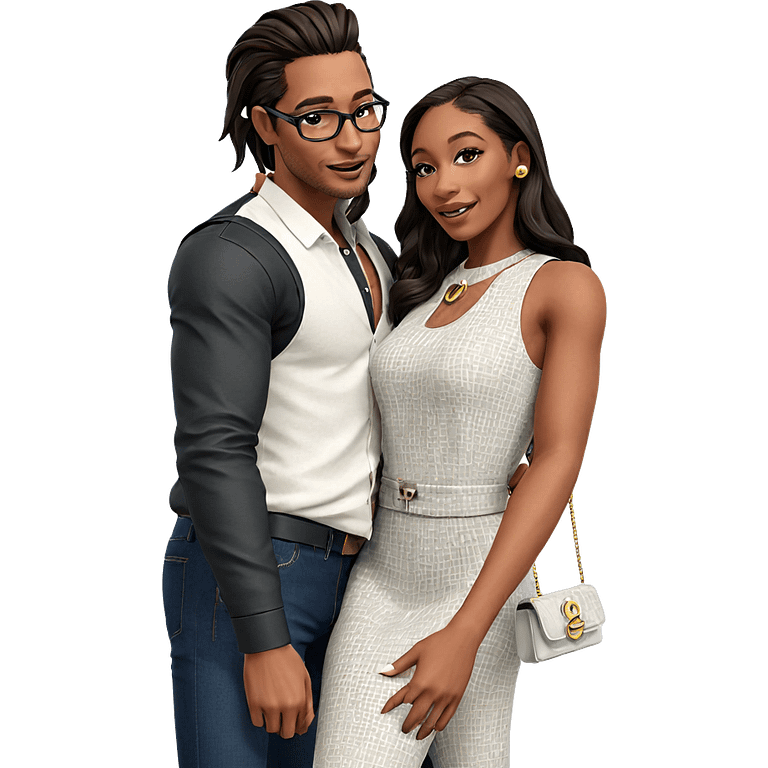 couple in stylish outfits emoji