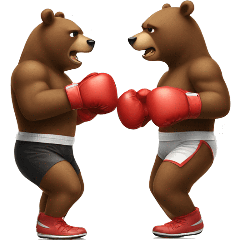 Two bears wearing boxing gloves fighting each other  emoji