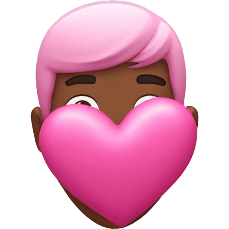 Pink hearts floating over a guy emoji